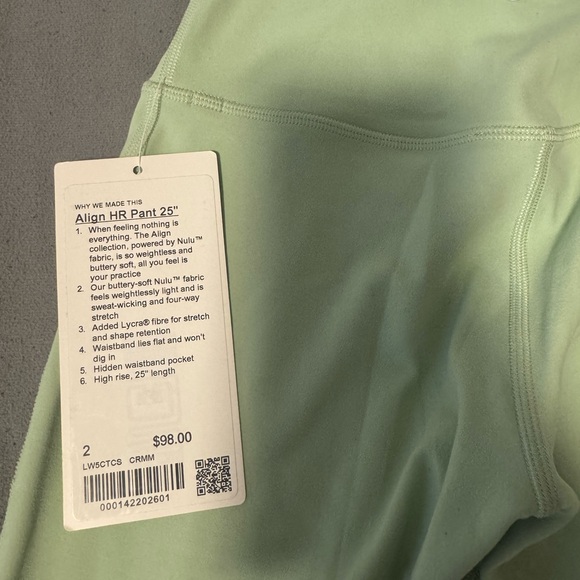 Lululemon Athletica Align HR Pant 25" in Mint Green - Picture 3 of 3